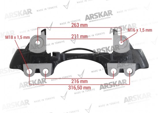 Kaliper Taşıyıcı Kızak - Sol - 19.5 - 6 - Hole / 150 810 350